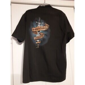 Vintage OCC Orange County Choppers Biker Button Up Shirt Men XL Orange Vtg Y2K